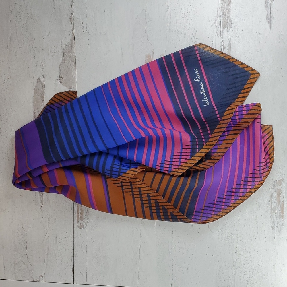 5/$30 🎀 Valentina Fiore | Vintage Multi-Color Stripe Square Scarf